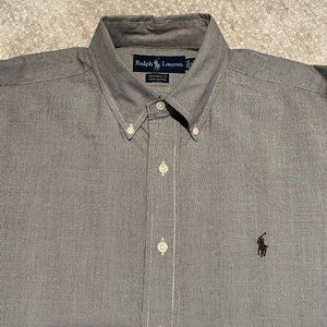 EUC Ralph Lauren LS Button-Down Shirt "Yarmouth" Blk/Wht, Cotton, Size 16, 34-35